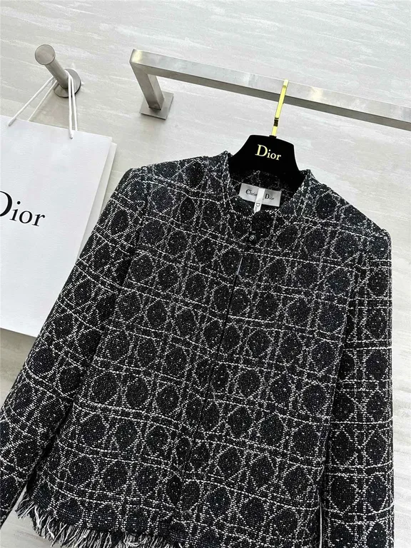 Dior quilted wool fringed coat